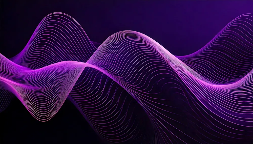 Mörklila bakgrund med lila rutnät i vågor som symboliserar vårt mobila bredband från Telia