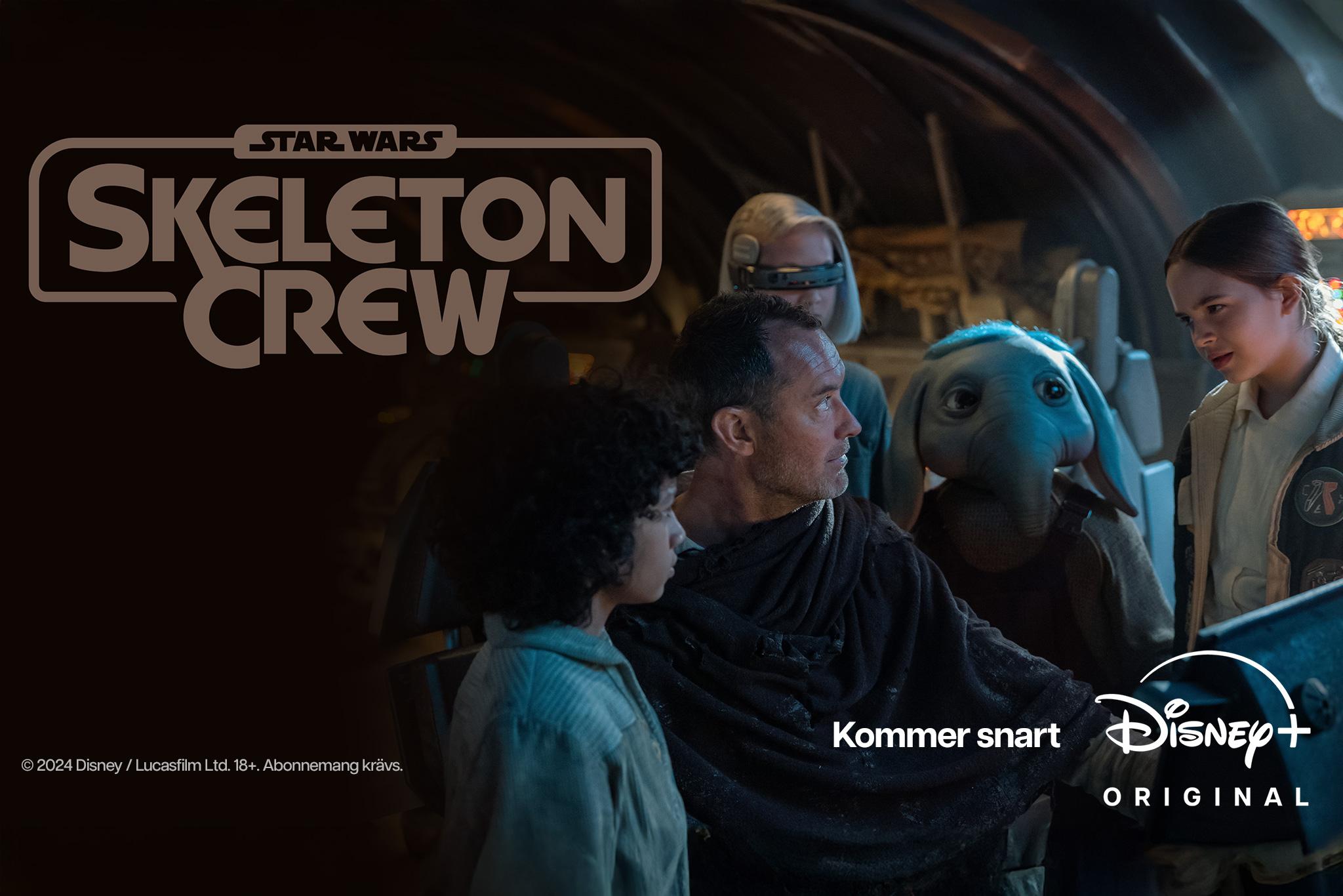 Besättningen i samspråk med denna härliga bild från det senaste actionäventyret från Star Wars. Skeleton Crew, På Disney+ från den 4 december. 