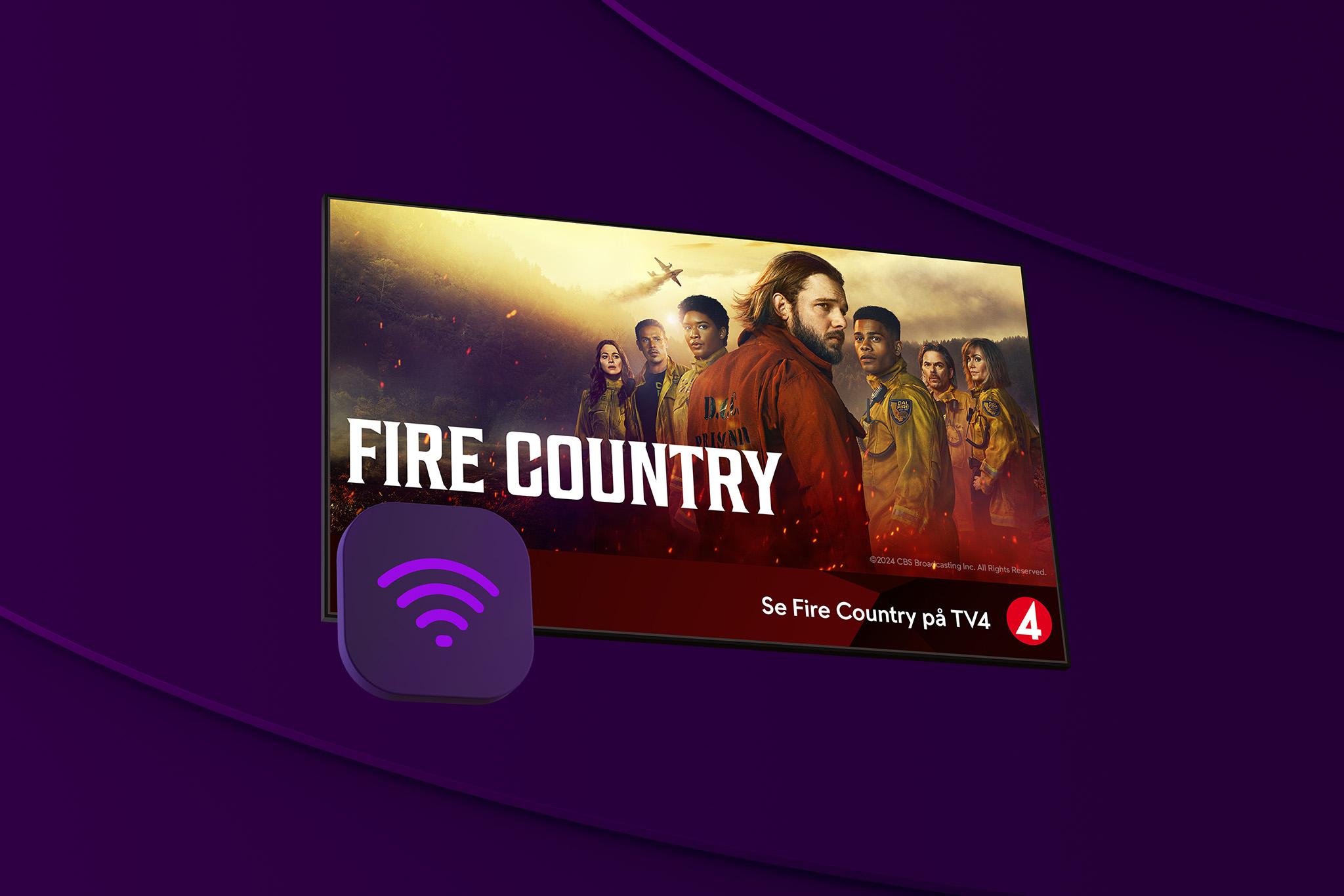 Collage med Fire Country som visas på TV4 Play i sommar. Skaffa bredband och tv i ett paket.