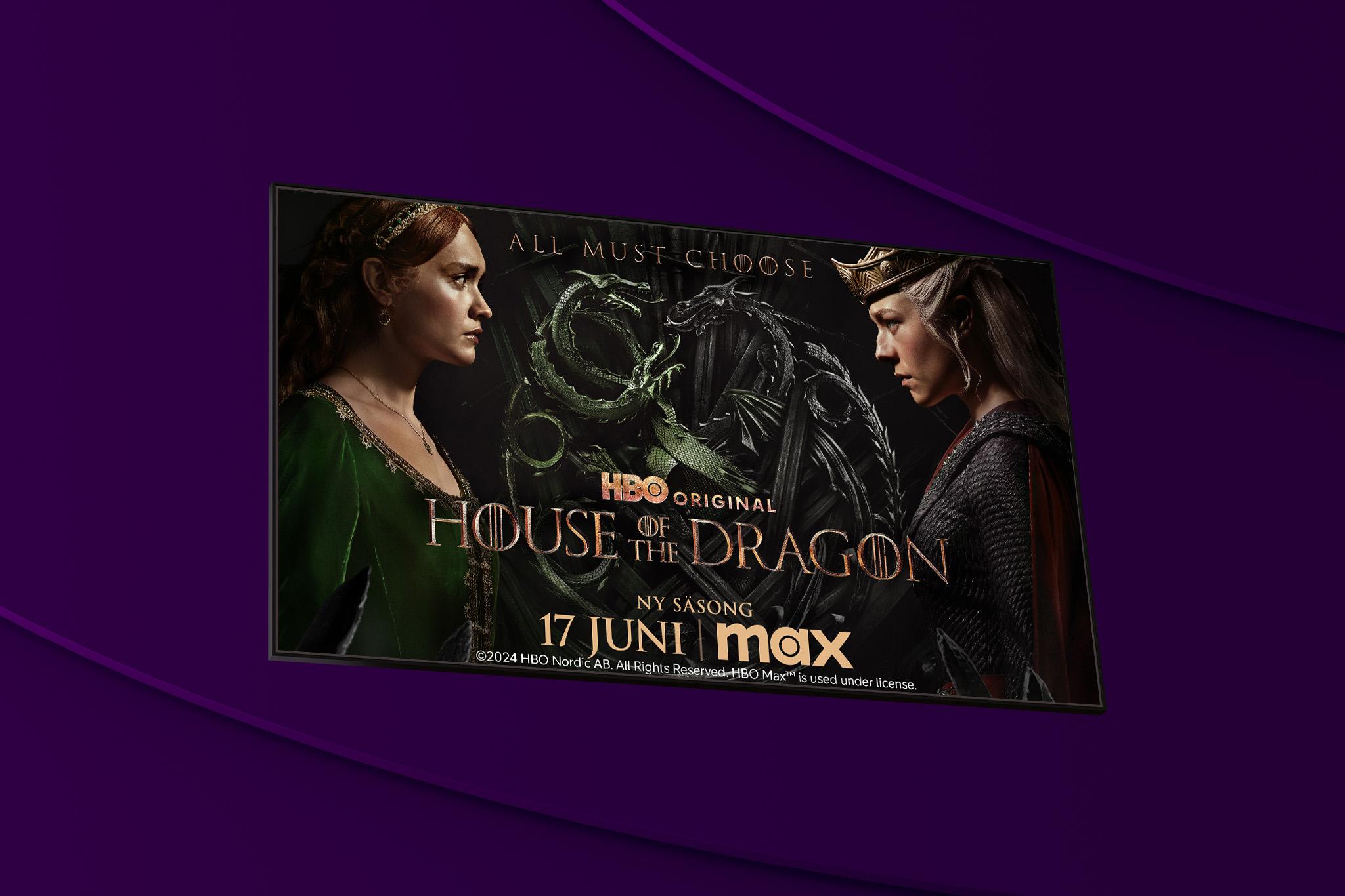 Artwork med motiv från säsong 2 av House of Dragons som går att streama på Max från den 17 juni. 